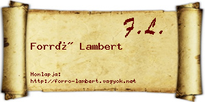 Forró Lambert névjegykártya